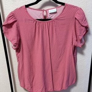 Liz Claiborne Pink Patterned Cap Sleeved Blouse